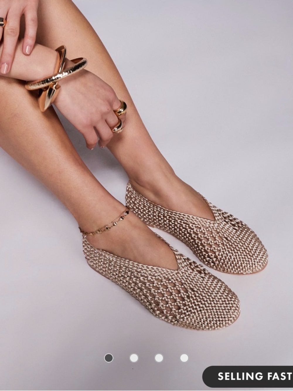 Public Desire Dylan WIDE FIT woven ballet flats in cream sz 7